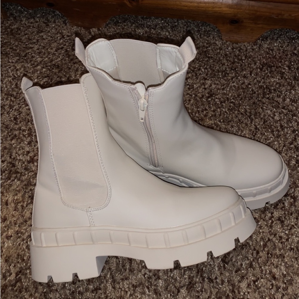 White platform boots.